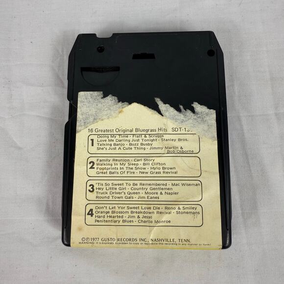 16 Greatest Original Bluegrass Hits - 8 Track Tape Gusto Records 1977 Untested - Picture 2 of 4